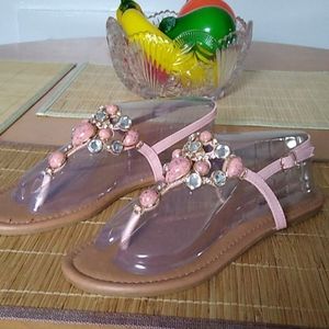 Rhinestones Gemstone Thong Style Sandals
